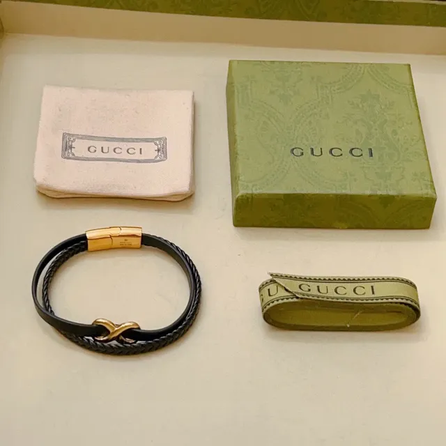 Gucci Infinity Motif Braided Leather Bracelet 7