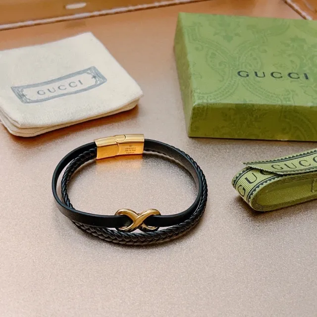 Gucci Infinity Motif Braided Leather Bracelet 8