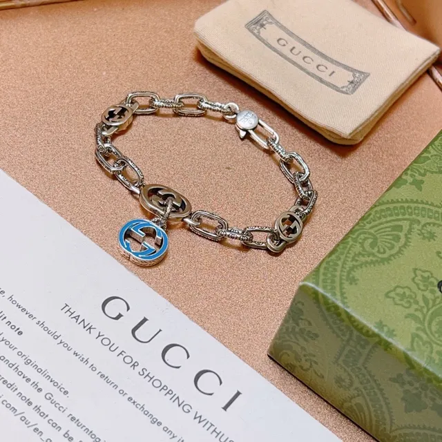 Gucci Interlocking G Blue Enamel Bracelet 2