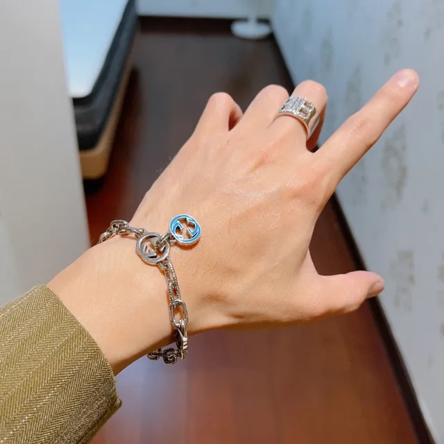 Gucci Interlocking G Blue Enamel Bracelet 3