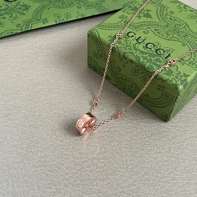 Gucci Interlocking G Motif Rose Gold Necklace 3
