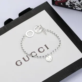 Gucci Interlocking G Silver Ball-Chain Toggle Clasp Bracelet