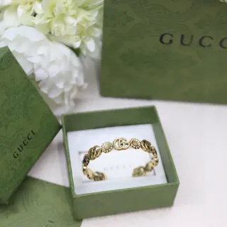 Gucci Interlocking GG Floral Motif Gold-Toned Ring