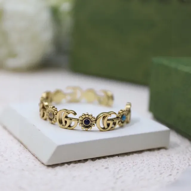 Gucci Interlocking GG Floral Motif Gold-Toned Ring 2