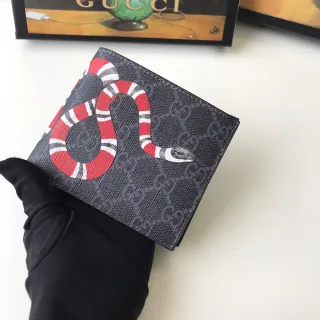 Gucci King Cobra Print GG Supreme Short Wallet