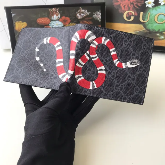 Gucci King Cobra Print GG Supreme Carteira Curta 5