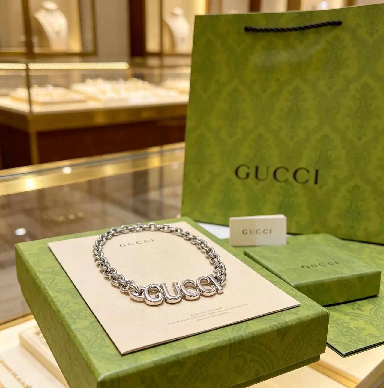 Gucci Logo Chain Silver Necklace 2