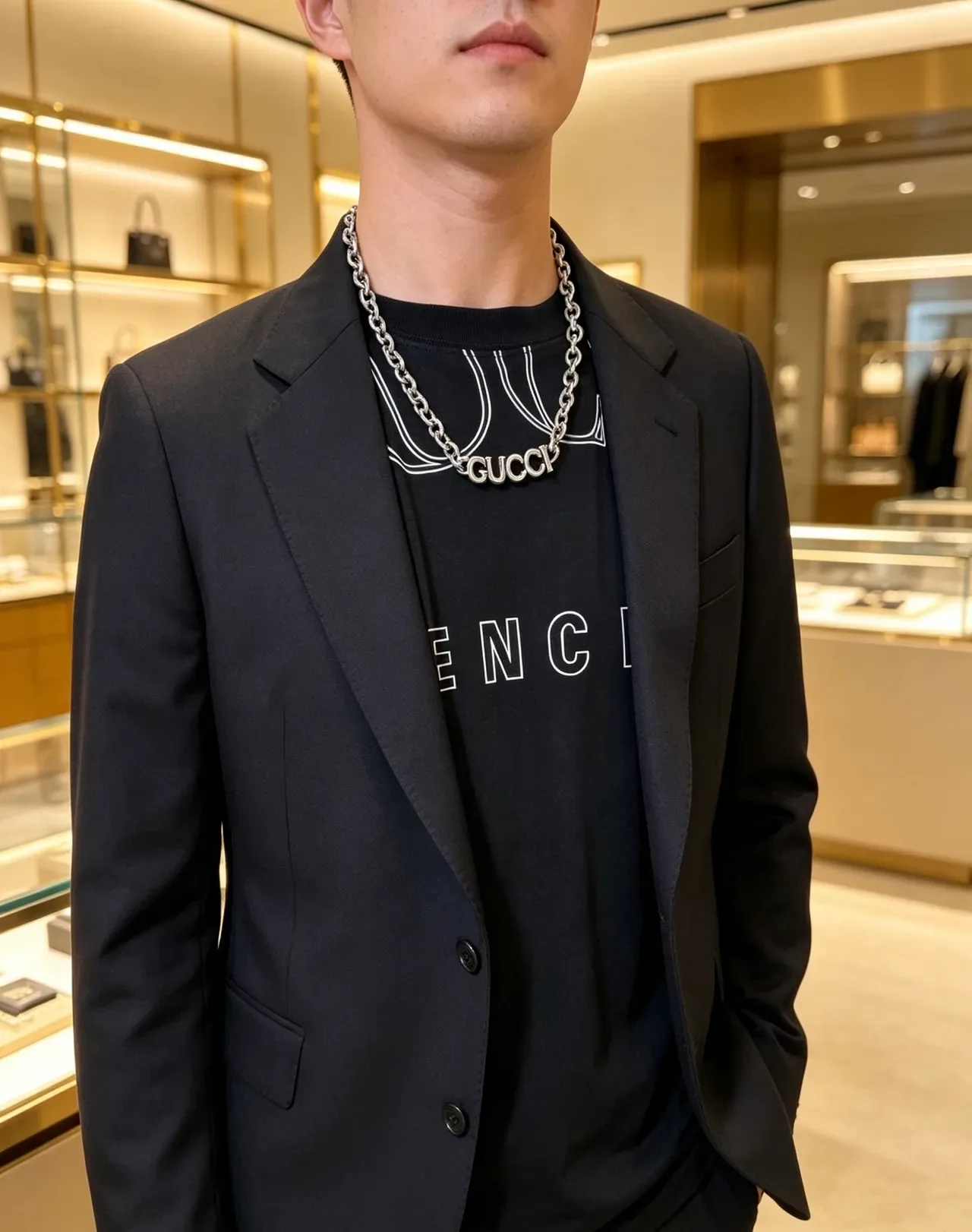 Gucci Logo Chain Silver Necklace 5
