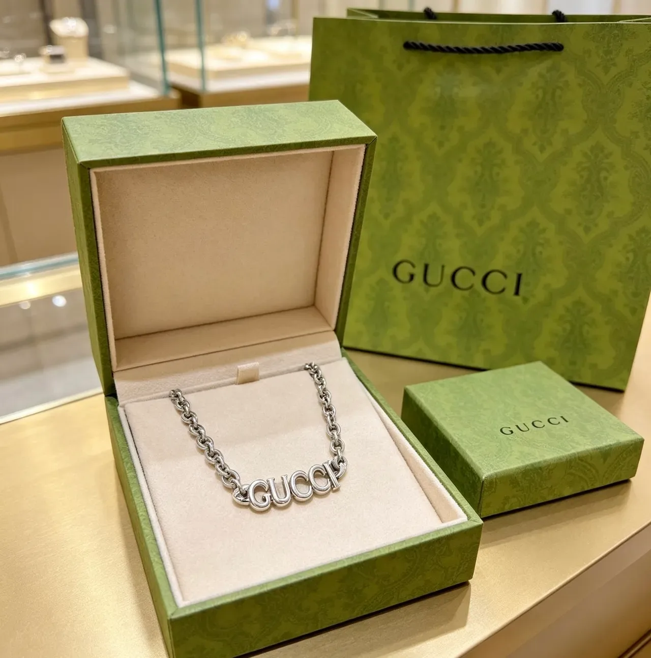 Gucci Logo Chain Silver Necklace 6