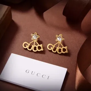 Gucci Logo Star Gold Transparent Earrings
