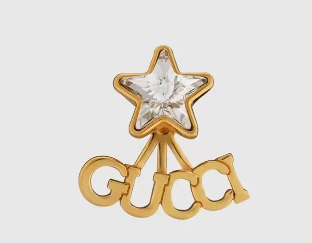 Gucci Logo Star Boucles d'oreilles dorées transparentes 3