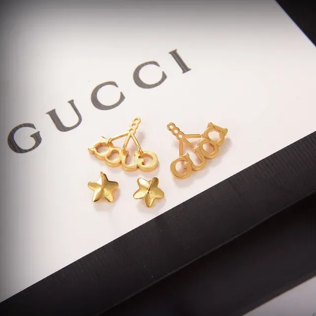Gucci Logo Star Boucles d'oreilles dorées transparentes 5