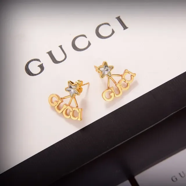 Gucci Logo Star Boucles d'oreilles dorées transparentes 7