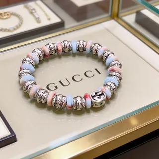 Gucci Multicolor Silver Beaded Ornate Scrollwork Bracelet
