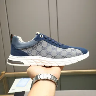 حذاء رياضي لايف ستايل Gucci Navy Gray GG Monogram Mesh Suede Overlays