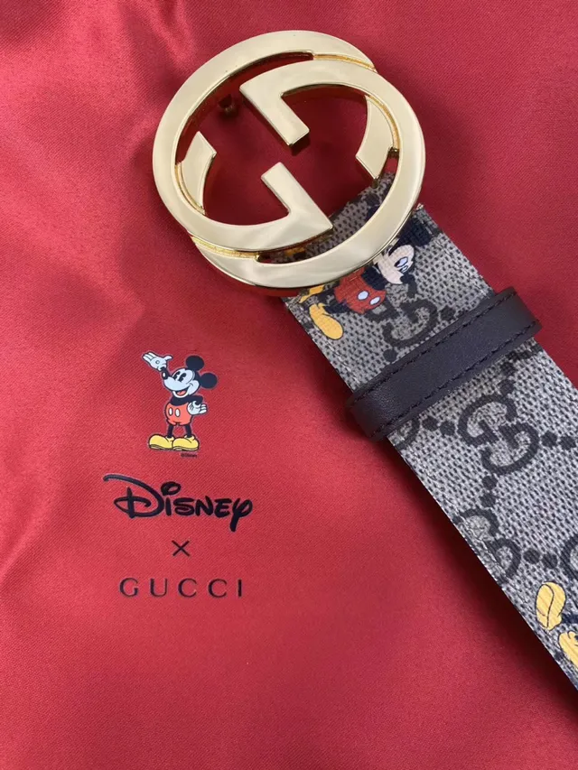 Gucci Ophidia beige marron GG monogramme toile impression de Disney Mickey Mouse ceinture en cuir 9