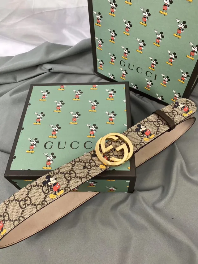 Gucci Ophidia beige marron GG monogramme toile impression de Disney Mickey Mouse ceinture en cuir 13