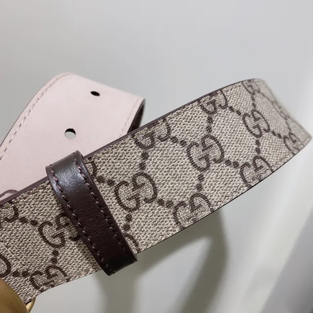 Gucci Ophidia Bege Marrom GG Supreme Canvas Interlocking G Buckle Leather Belt 2