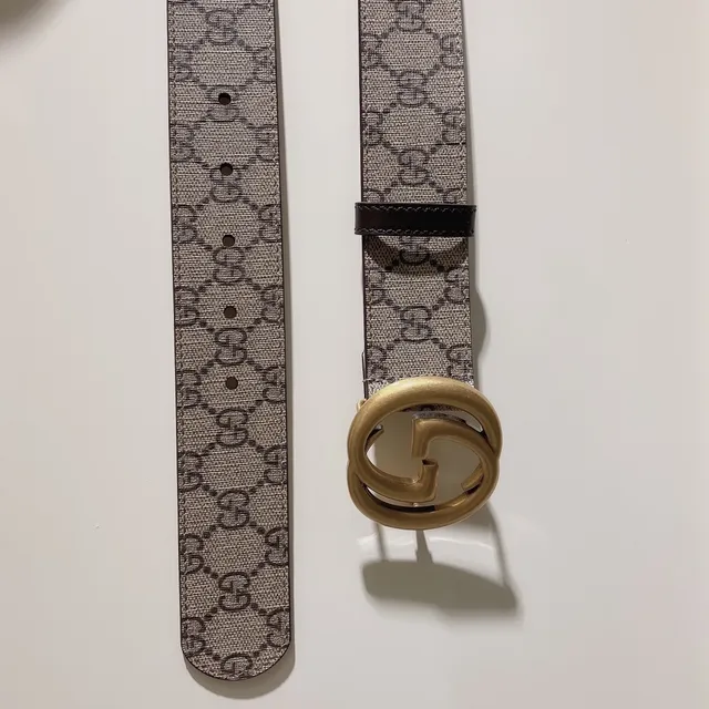 Gucci Ophidia Bege Marrom GG Supreme Canvas Interlocking G Buckle Leather Belt 4