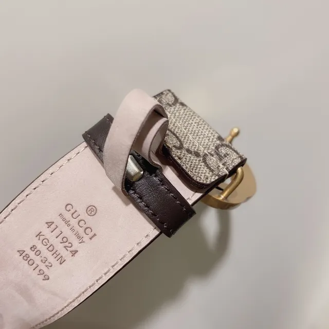Gucci Ophidia Bege Marrom GG Supreme Canvas Interlocking G Buckle Leather Belt 5