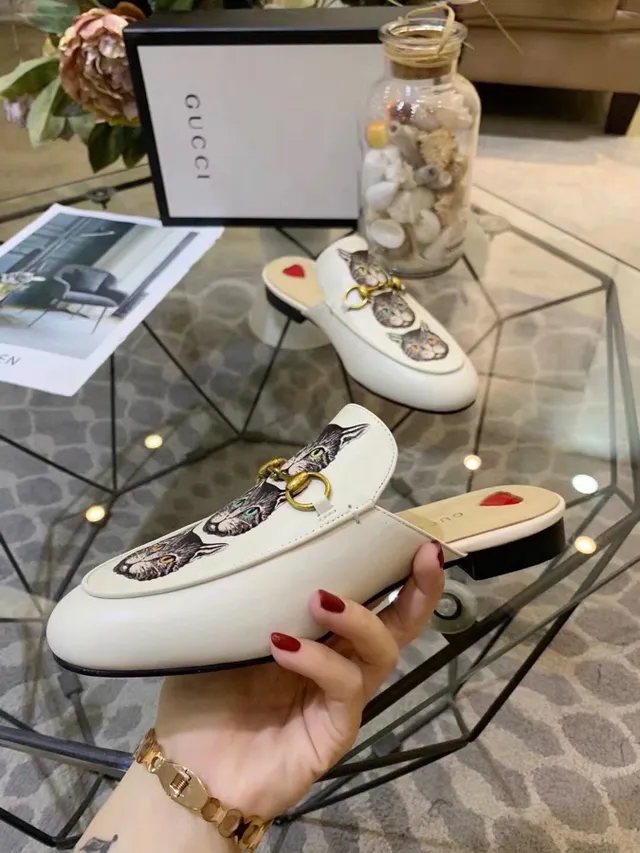 Gucci Ophidia Beige Multicolore Fraise appliquée Bride de mors Boucle Mocassins 2
