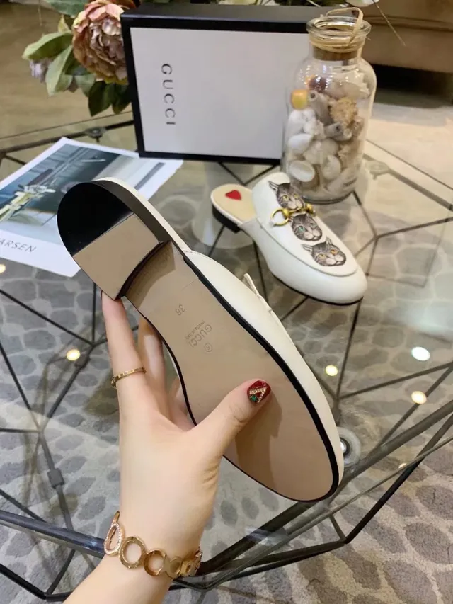 Gucci Ophidia Beige Multicolore Fraise appliquée Bride de mors Boucle Mocassins 4