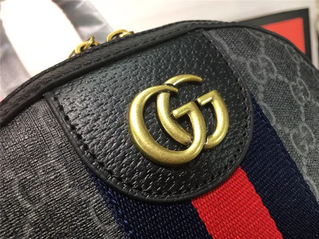 Gucci Ophidia Beige Red GG Monogram Canvas Web Stripe Center Mini Backpack 3