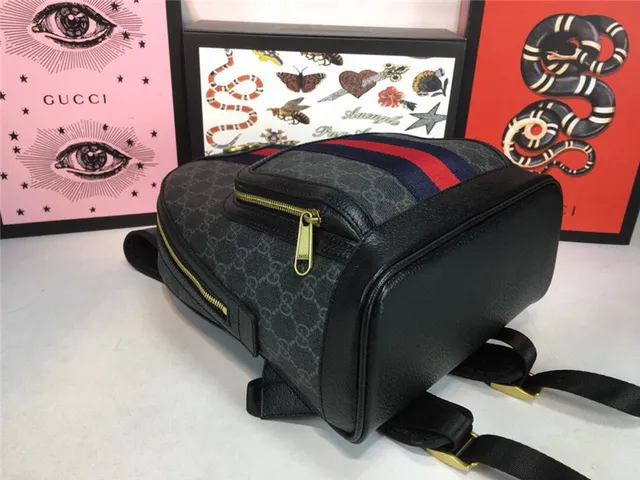 Gucci Ophidia Beige Red GG Monogram Canvas Web Stripe Center Mini Backpack 4