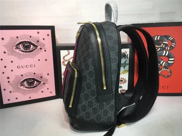 Gucci Ophidia Beige Red GG Monogram Canvas Web Stripe Center Mini Backpack 7