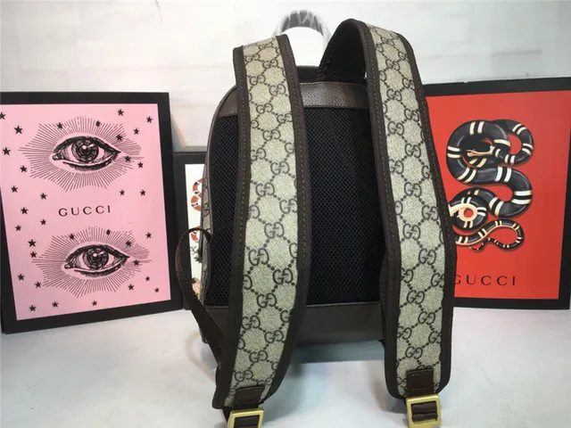 Gucci Ophidia Beige Red GG Monogram Canvas Web Stripe Center Mini Backpack 16