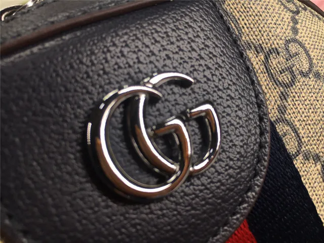 Gucci Ophidia Beige Red GG Monogram Canvas Web Stripe Center Mini Backpack 22