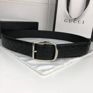 Gucci Ophidia Black GG-Embossed Leather Belt