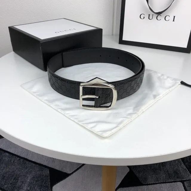 Gucci Ophidia Black GG-Embossed Leather Belt 2