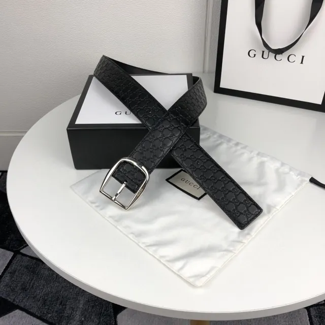 Gucci Ophidia Black GG-Embossed Leather Belt 4