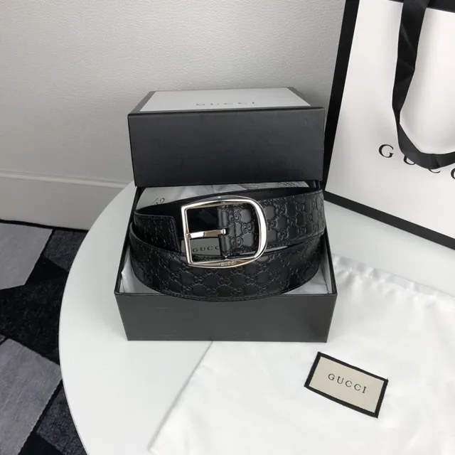 Gucci Ophidia Black GG-Embossed Leather Belt 6