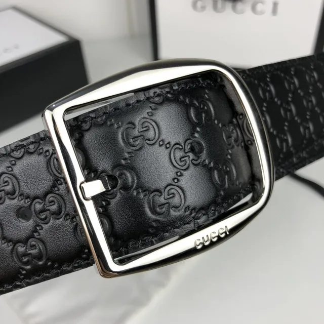 Gucci Ophidia Black GG-Embossed Leather Belt 7