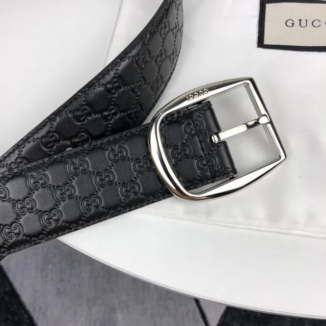Gucci Ophidia Black GG-Embossed Leather Belt 8