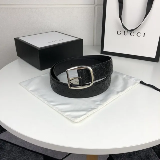 Gucci Ophidia Black GG-Embossed Leather Belt 9
