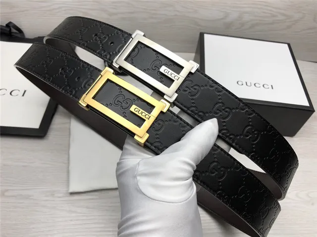 Gucci Ophidia Black Gold Embossed GG Monogram Rectangular Buckle Leather Belt 11