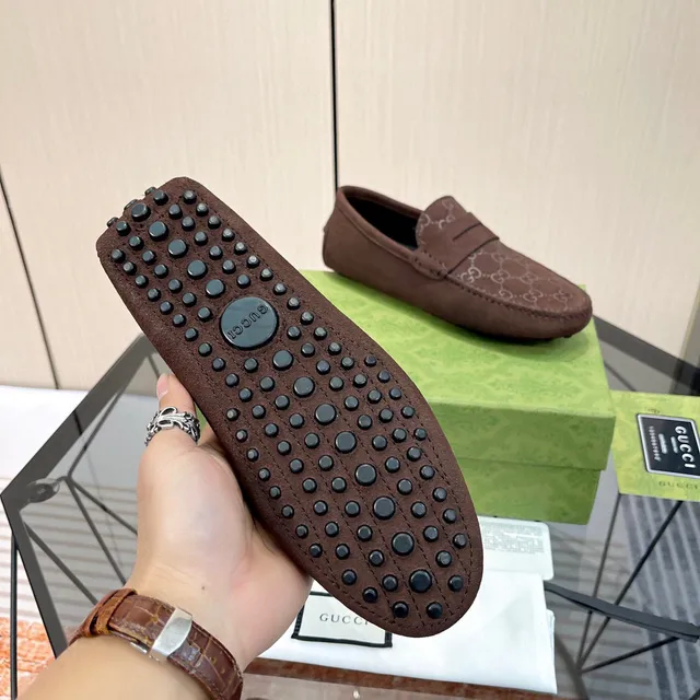 Gucci Ophidia Brown Beige Suede GG Monogram Loafer 2