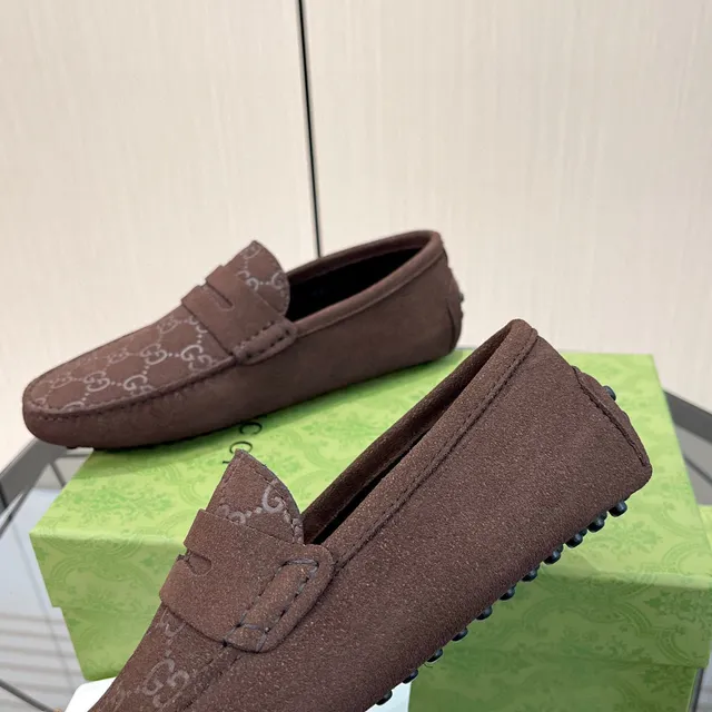 Gucci Ophidia Brown Beige Suede GG Monogram Loafer 4