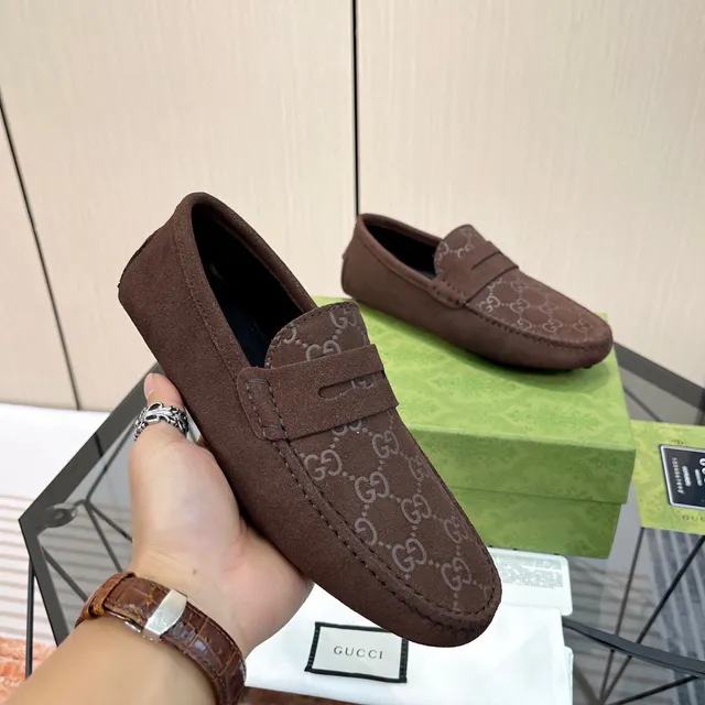 Gucci Ophidia Brown Beige Suede GG Monogram Loafer 5