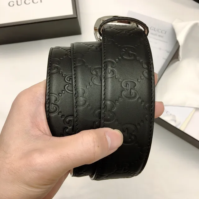 Gucci Ophidia Embossed GG Black Leather Belt 2