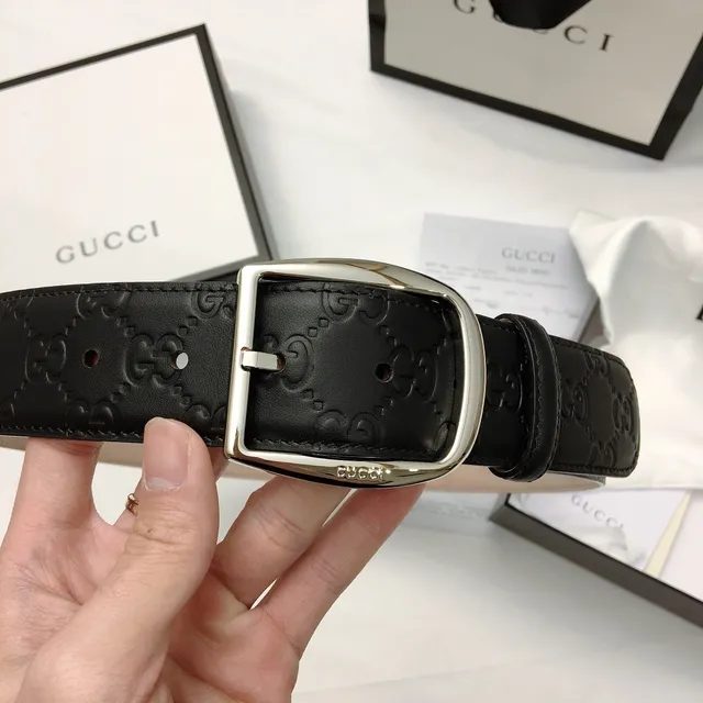 Gucci Ophidia Embossed GG Black Leather Belt 4