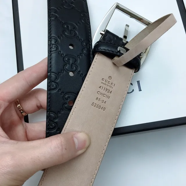 Gucci Ophidia Embossed GG Black Leather Belt 7