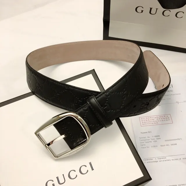 Gucci Ophidia Embossed GG Black Leather Belt 9