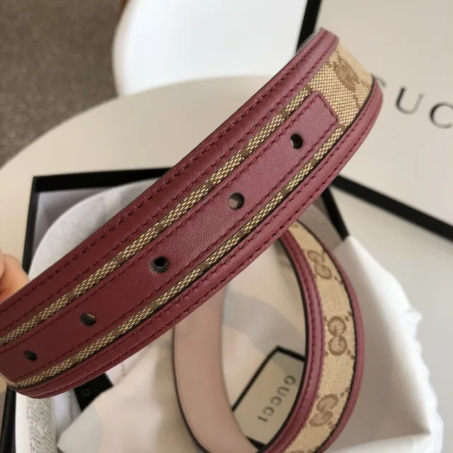 Gucci Ophidia GG Monogram Canvas and Burgundy Leather Belt 3