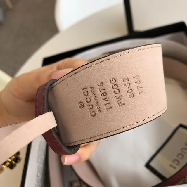 Gucci Ophidia GG Monogram Canvas and Burgundy Leather Belt 4