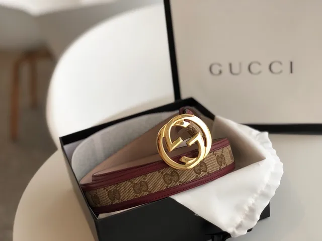 Gucci Ophidia GG Monogram Canvas and Burgundy Leather Belt 5
