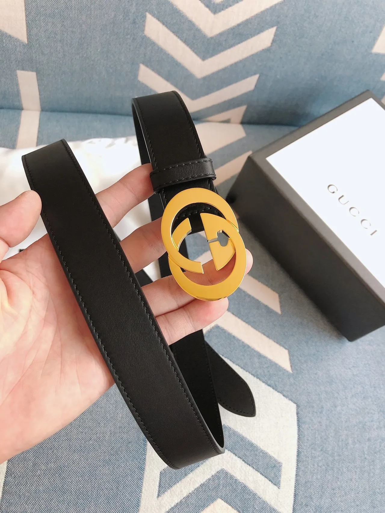 Gucci Ophidia Interlocking G Black Leather Belt 2
